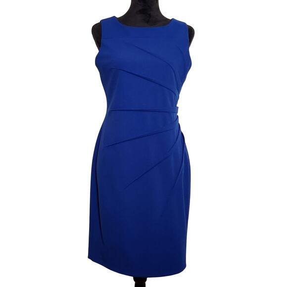 Calvin Klein Dresses & Skirts - CALVIN KLEIN Sideburst Boat Neck Sleeveless Ruched Pencil Dress, Size 10